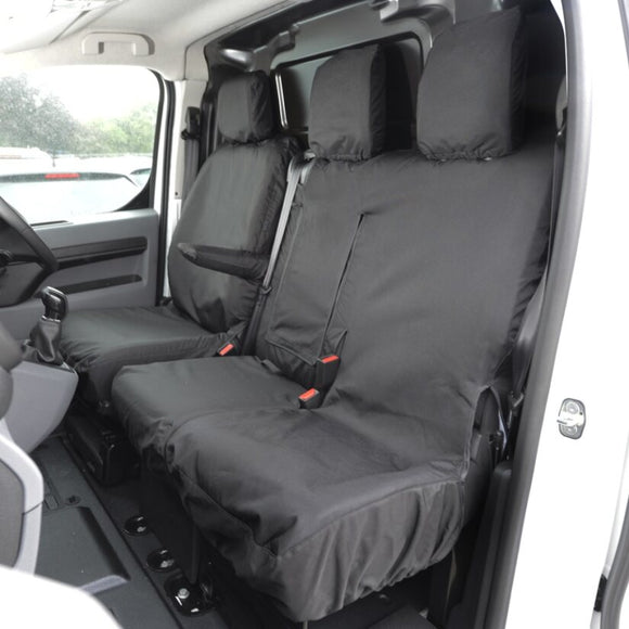 Citroen Dispatch Van  2016+ Tailored  Seat Covers - Three Front Seats With Work Tray