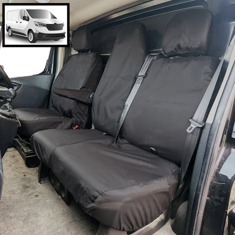 Vauxhall Vivaro 2014-2019 Tailored  Seat Covers -Three Front Seats Double Folding Middle Front Seat