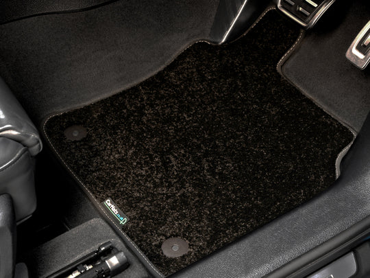 Volkswagen ID Buzz MPV 5 Seats SWB 2022+ Van Mats // Black Elite, Black White Stitch Trim