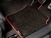 Volkswagen California T5 & T6 Step Mats 2011-2019 Van Rear Mat  (3 piece) // Black Elite, Red White Stitch Trim