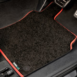 Ford Mustang 2015-2024 ( 2 Clip) Car Mats // Black Elite, Red Trim, No Heelpad