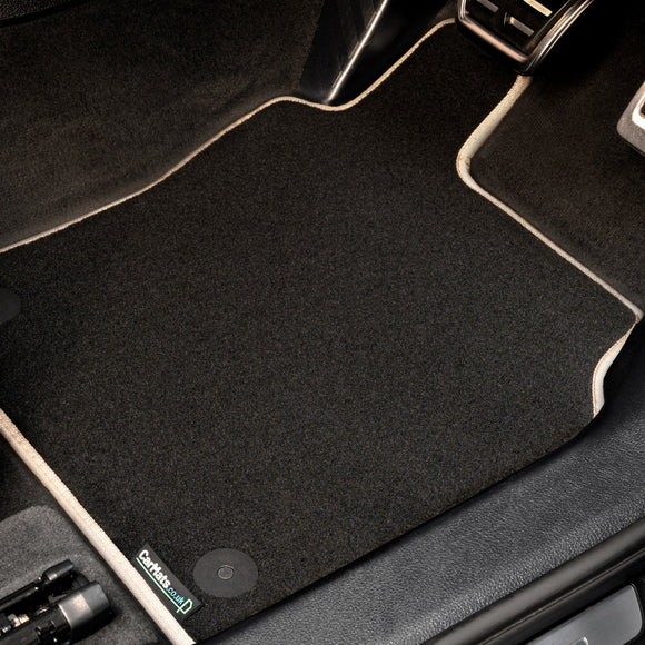 Cupra Terramar 2025+ Car Mats // Black Executive, Beige Trim, PVC Heelpad
