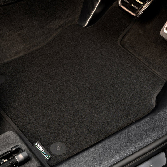 Ford Transit Custom Crew Cab Manual Van 2018-2023 Van Mats (2 piece front) // Black Executive, Black Trim
