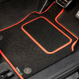 Mitsubishi L200 Life Double Cab 2006-2015 Car Mats // Black Grand, Red Trim, Carpet Heelpad