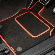 BMW 3 Series E36 Saloon 1992-1998 Car Mats // Black Grand, Red Trim, Carpet Heelpad
