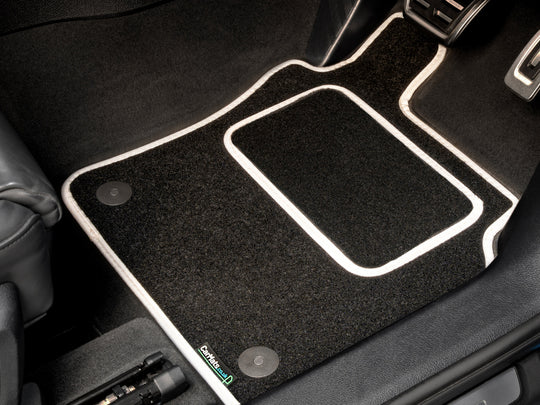 Citroen C3 2024+ Car Mats // Black Grand, White Trim, Carpet Heelpad