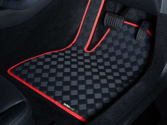 Volkswagen ID.4 2021+ Boot Mat // Odourless Deck Plate Off Road Rubber, Red Trim