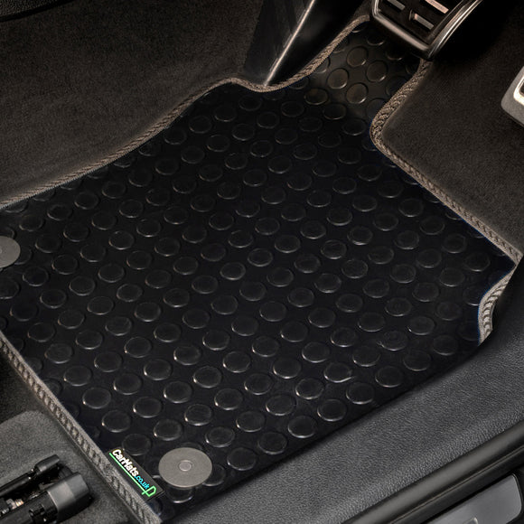Toyota Prius 2009-2012 Car Mats // Black Off Road Rubber, Black Trim, No Heelpad