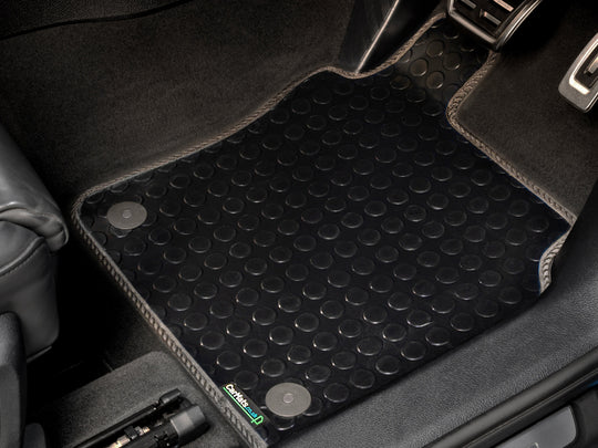 Skoda Octavia Estate & Hatchback Taxi (4 clips) 2008-2013 Car Mats // Black Off Road Rubber, Black Trim, No Heelpad
