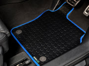 Volvo S40 & V40 2004-2012 (8 clips) Car Mats // Black Off Road Rubber, Blue Trim, No Heelpad