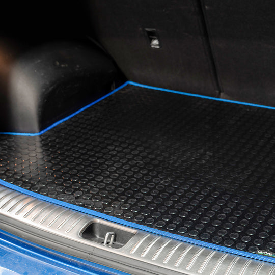 Ford Galaxy 2006-2014 7 Seat Boot Mat // Black Off Road Rubber, Blue Trim