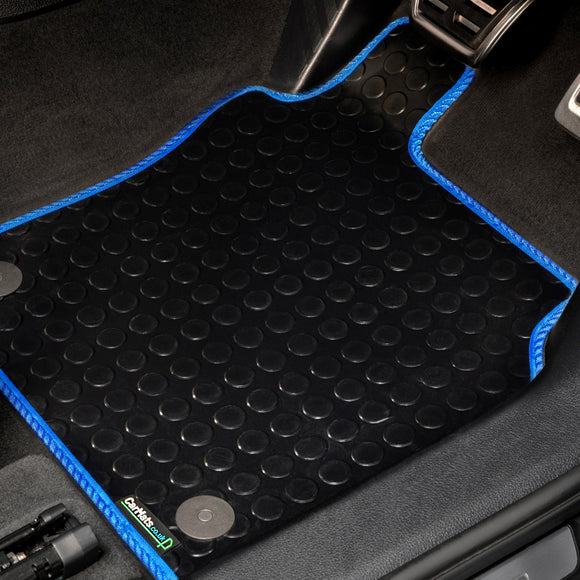 Skoda Elroq 2025+ Car Mats // Black Off Road Rubber, Blue Trim, No Heelpad