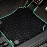 Fiat Panda 2015+ Car Mats // Black Off Road Rubber, Green Trim, No Heelpad