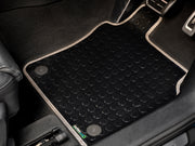 Hyundai Santa Fe PHEV 2021-2024 (driver clip space 34cm) 5 seat Car Mats // Black Off Road Rubber, Grey Trim, No Heelpad