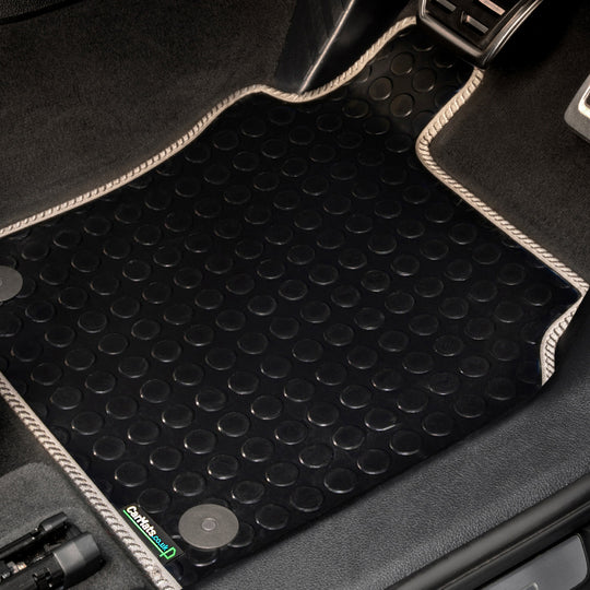 Volvo XC40 Auto (4 Clips) 2018+ Car Mats // Black Off Road Rubber, Grey Trim, No Heelpad