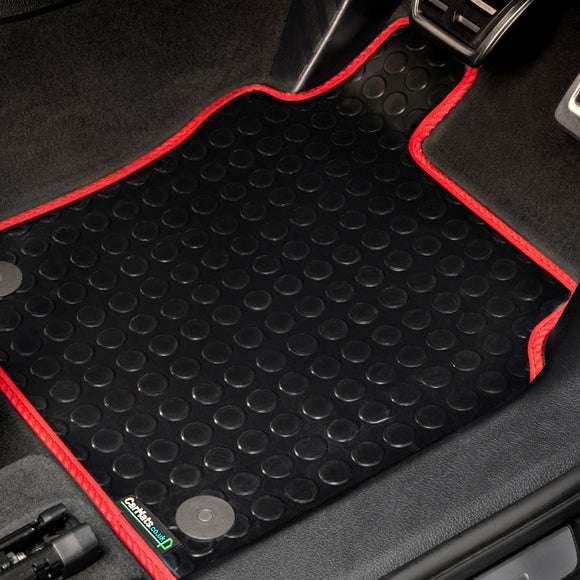 Land Rover Range Rover Vogue 2012-2022 Car Mats // Black Off Road Rubber, Red Trim, No Heelpad