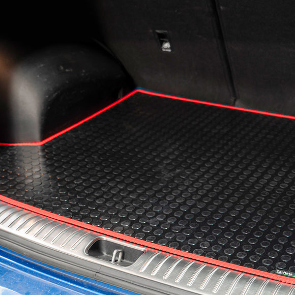 Honda Civic 2012-2017 Boot Mat (with bass) // Black Off Road Rubber, Red Trim