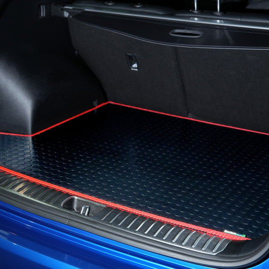 Ford Fiesta Mk7 2009-2017 Boot Mat // Black Off Road Rubber, Red Trim