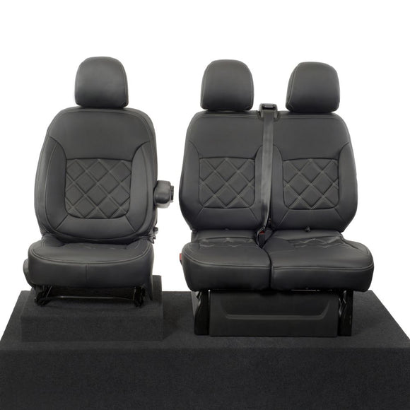 Vauxhall Vivaro Van 2014-2019 No Folding Middle Seat Leatherette Seat Covers - Front