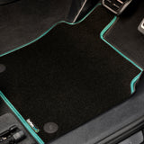 Ford Transit Custom Manual Van 2019-2023 Van Mats (drivers side holes offset) // Black Super, Green Trim